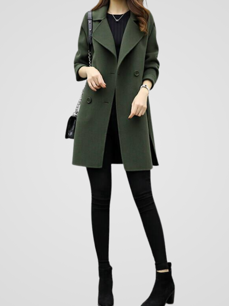 Damen-Mantel mit doppelreihiger Knopfleiste und fallendem Revers-Coats for woman-Alpenkind