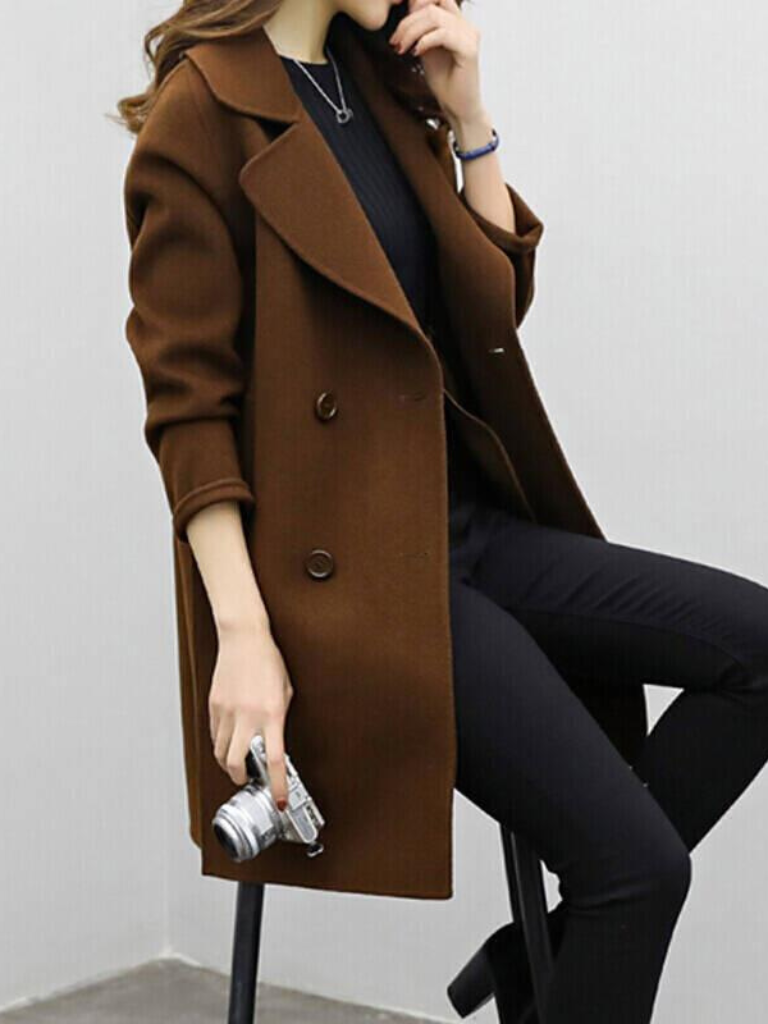 Damen-Mantel mit doppelreihiger Knopfleiste und fallendem Revers-Coats for woman-Alpenkind