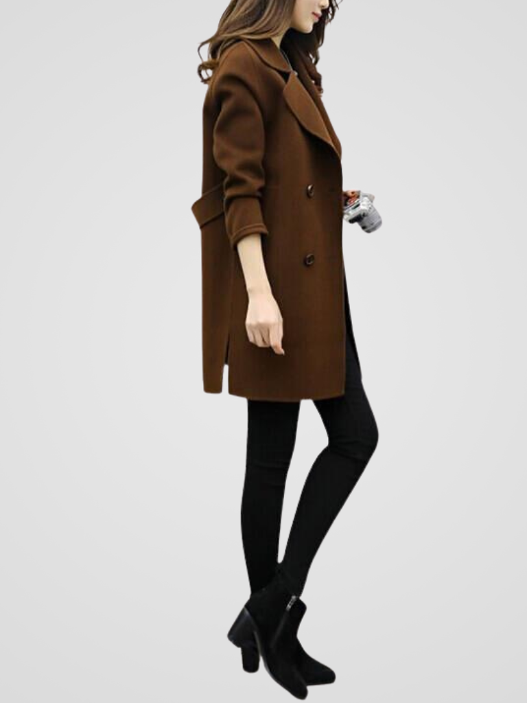 Damen-Mantel mit doppelreihiger Knopfleiste und fallendem Revers-Coats for woman-Alpenkind