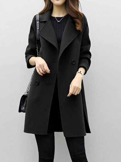Damen-Mantel mit doppelreihiger Knopfleiste und fallendem Revers-Coats for woman-Alpenkind