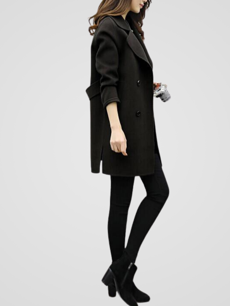 Damen-Mantel mit doppelreihiger Knopfleiste und fallendem Revers-Coats for woman-Alpenkind
