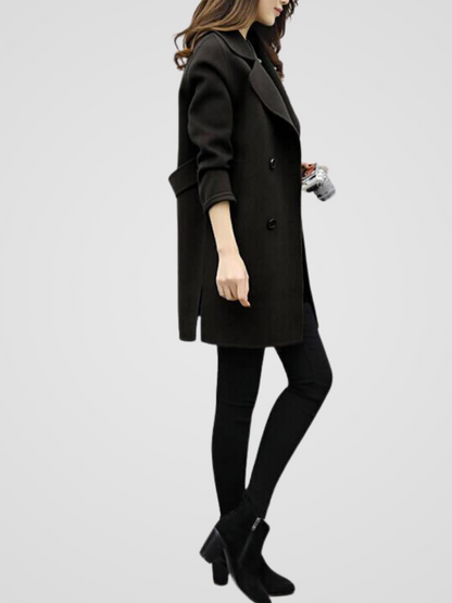 Damen-Mantel mit doppelreihiger Knopfleiste und fallendem Revers-Coats for woman-Alpenkind