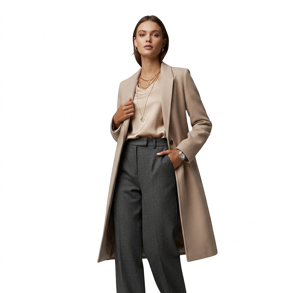Damen-Mantel mit fallendem Revers und Zwei-Knopf-Verschluss-Coats for women-Alpenkind
