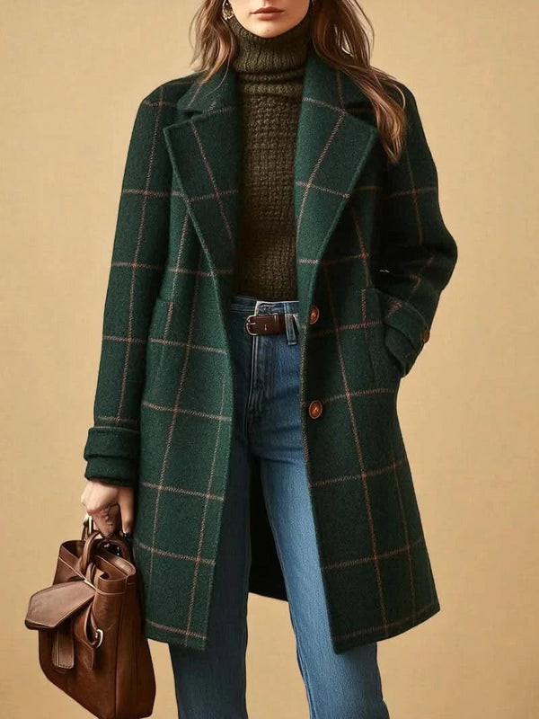 Damen-Mantel mit Karomuster-Coats for Women-Alpenkind