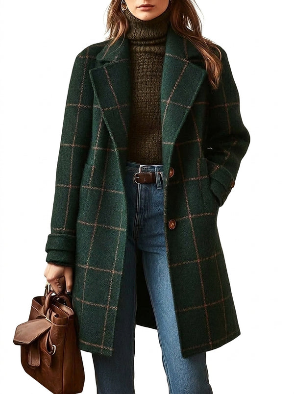 Damen-Mantel mit Karomuster-Coats for Women-Alpenkind