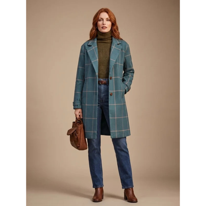 Damen-Mantel mit Karomuster und Reverskragen-Coats for women-Alpenkind