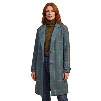 Damen-Mantel mit Karomuster und Reverskragen-Coats for women-Alpenkind
