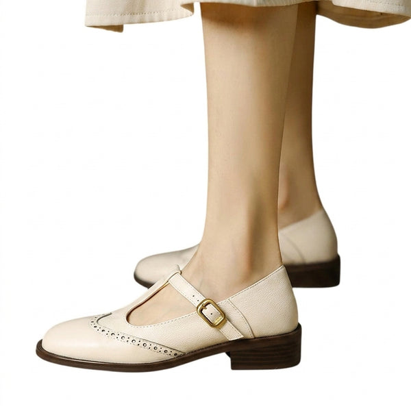 Damen Mary Jane Halbschuhe mit T-Riemen und Lochmuster-Footwear for women-Alpenkind