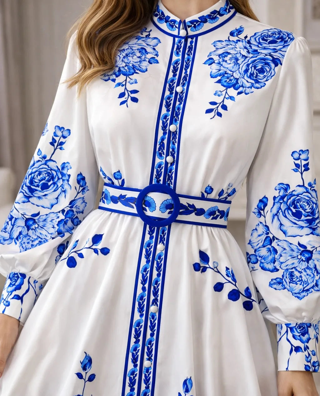 Damen-Maxi-Hemdkleid mit Blumenmuster-Maxi Dress-Alpenkind
