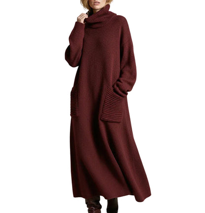 Damen Maxikleid aus Strick mit Rollkragen-Maxi Dress-Alpenkind