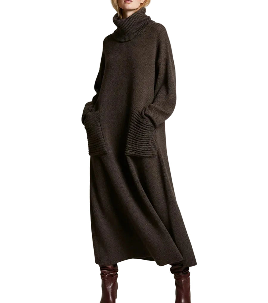 Damen Maxikleid aus Strick mit Rollkragen-Maxi Dress-Alpenkind