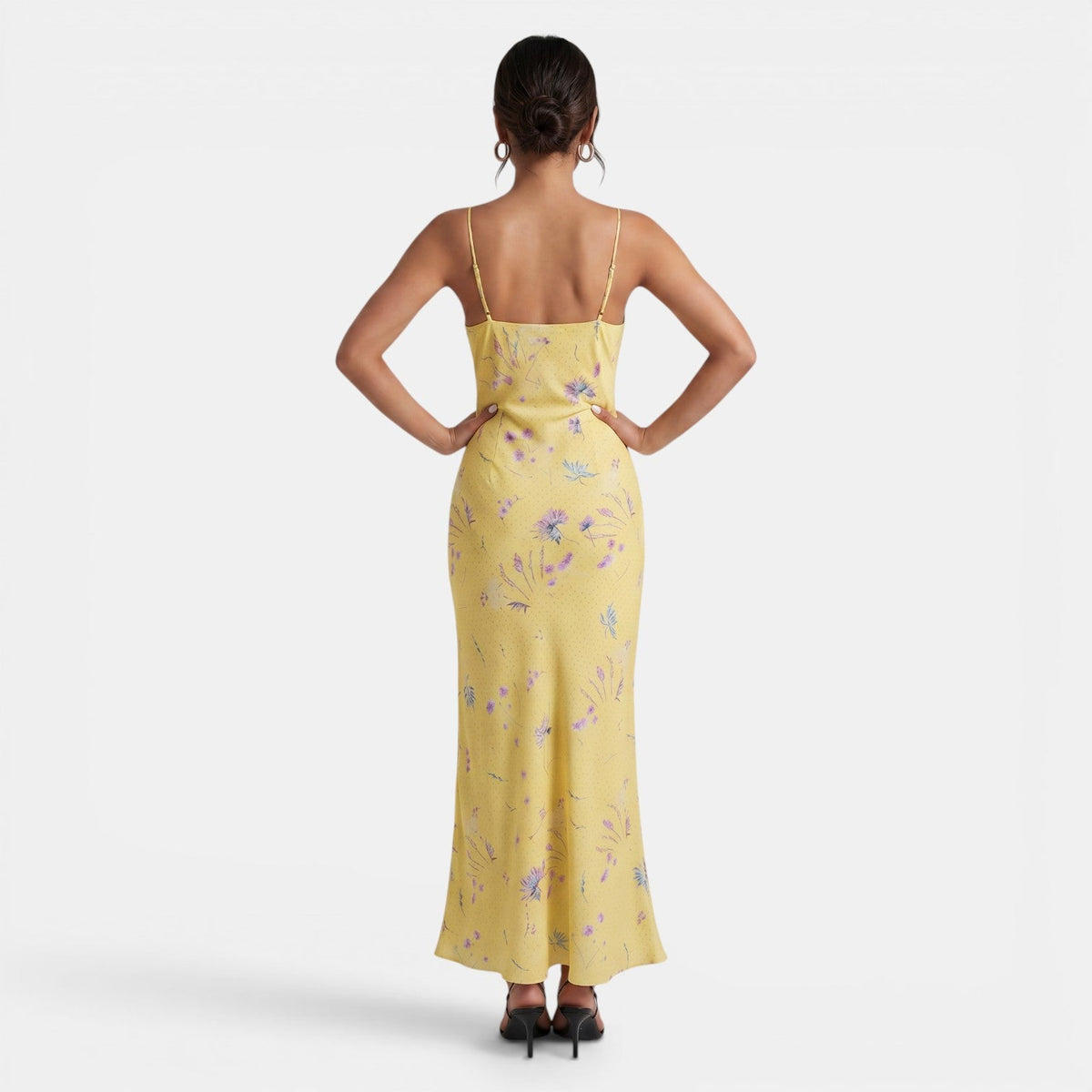 Damen-Maxikleid mit Blumenmuster und V-Ausschnitt-Maxi Dress-Alpenkind