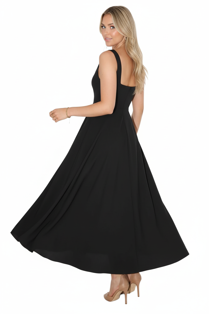Damen Maxikleid mit eckigem Ausschnitt und breiten Trägern-Maxi Dress-Alpenkind