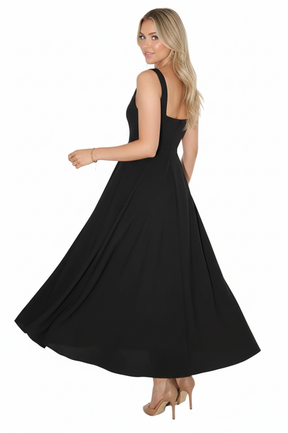Damen Maxikleid mit eckigem Ausschnitt und breiten Trägern-Maxi Dress-Alpenkind