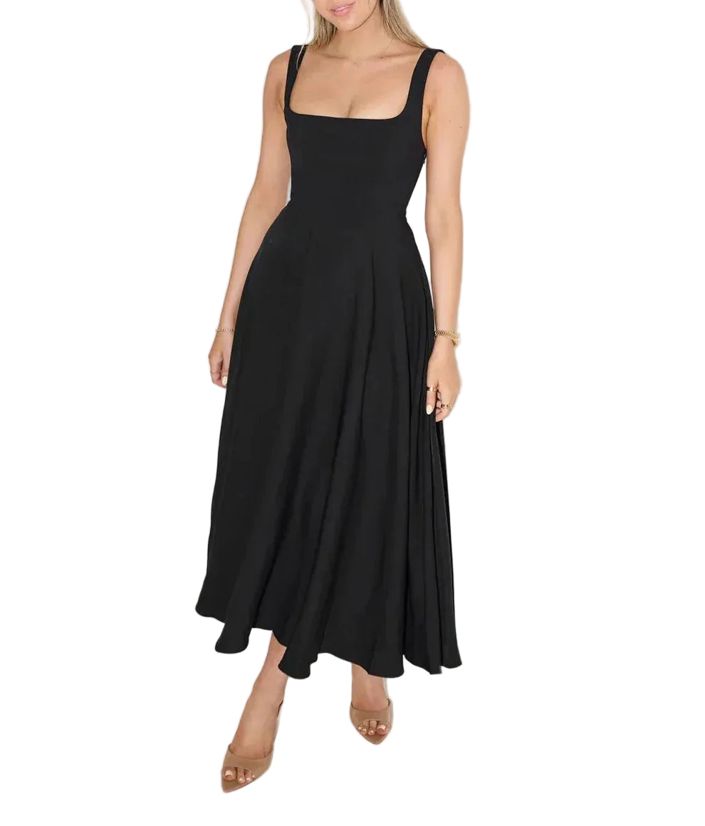 Damen Maxikleid mit eckigem Ausschnitt und breiten Trägern-Maxi Dress-Alpenkind