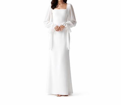 Damen Maxikleid mit eckigem Ausschnitt und langen Ärmeln-Maxi Dress-Alpenkind