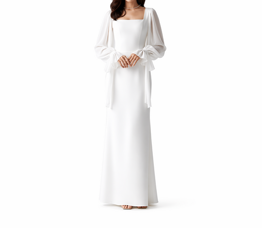 Damen Maxikleid mit eckigem Ausschnitt und langen Ärmeln-Maxi Dress-Alpenkind