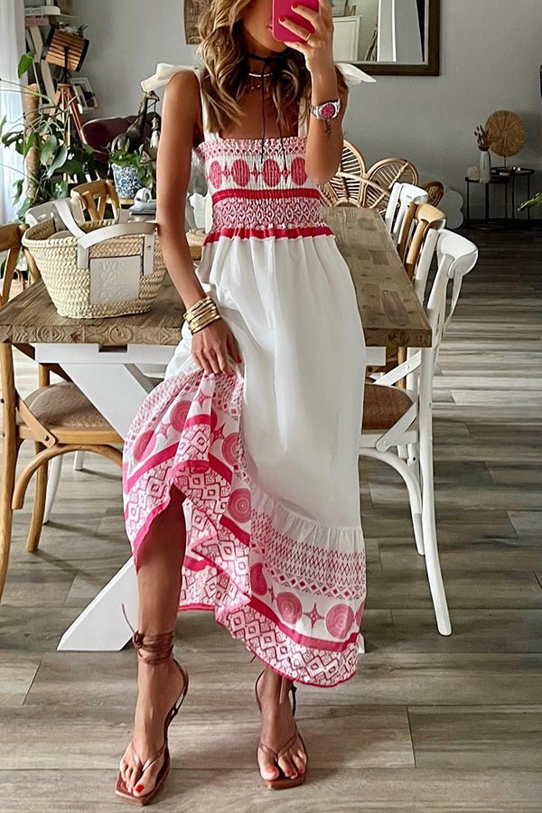 Damen-Maxikleid mit gesmoktem Oberteil-Maxi Dress-Alpenkind