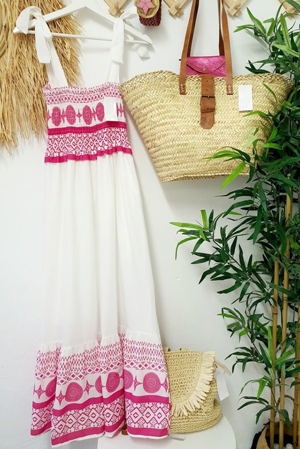 Damen-Maxikleid mit gesmoktem Oberteil-Maxi Dress-Alpenkind