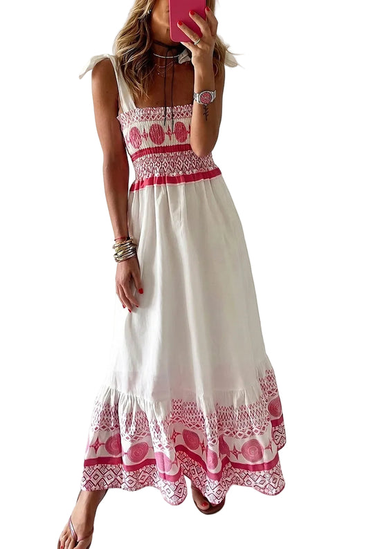 Damen-Maxikleid mit gesmoktem Oberteil-Maxi Dress-Alpenkind