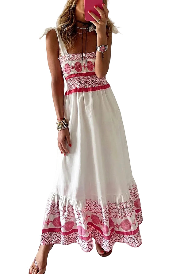 Damen-Maxikleid mit gesmoktem Oberteil-Maxi Dress-Alpenkind