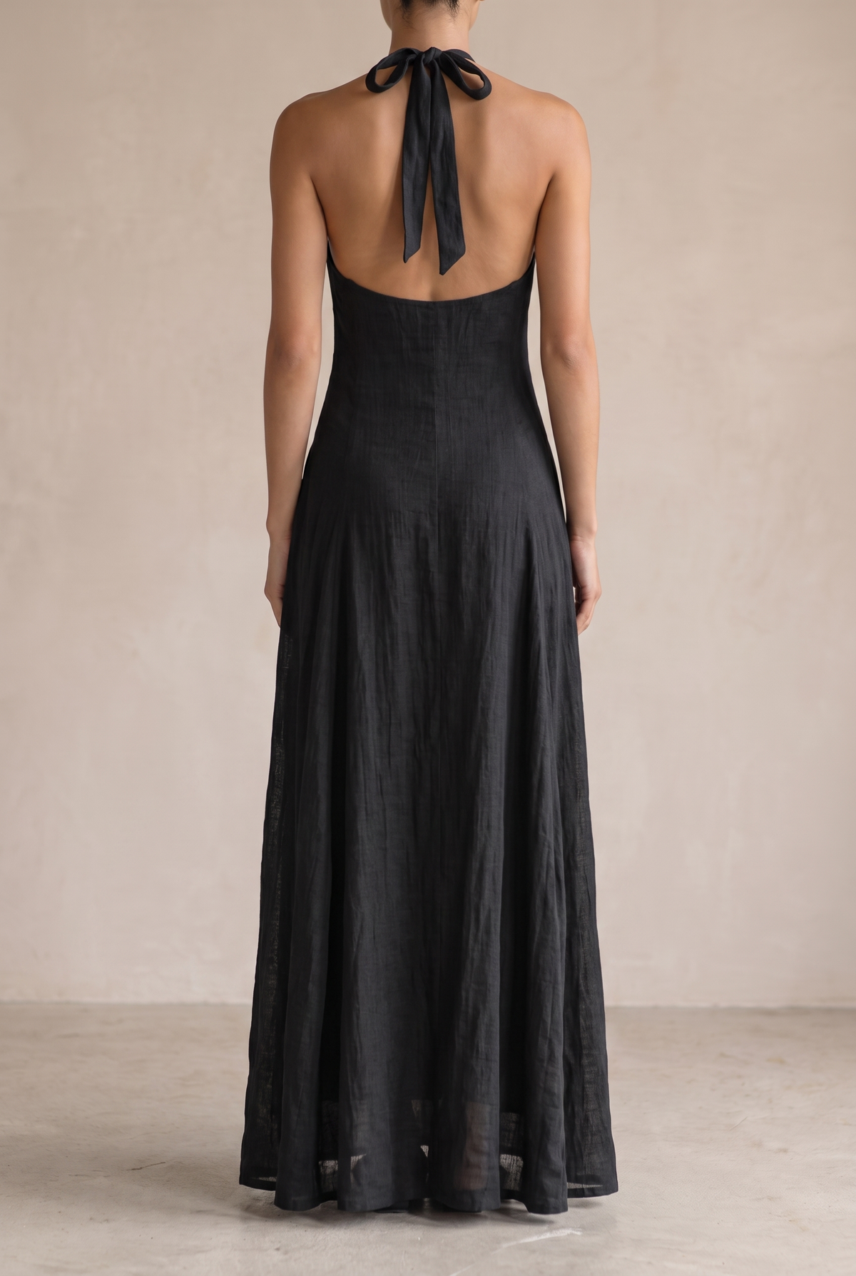 Damen-Maxikleid mit Neckholder-Ausschnitt und Seitentaschen-Maxi Dress-Alpenkind