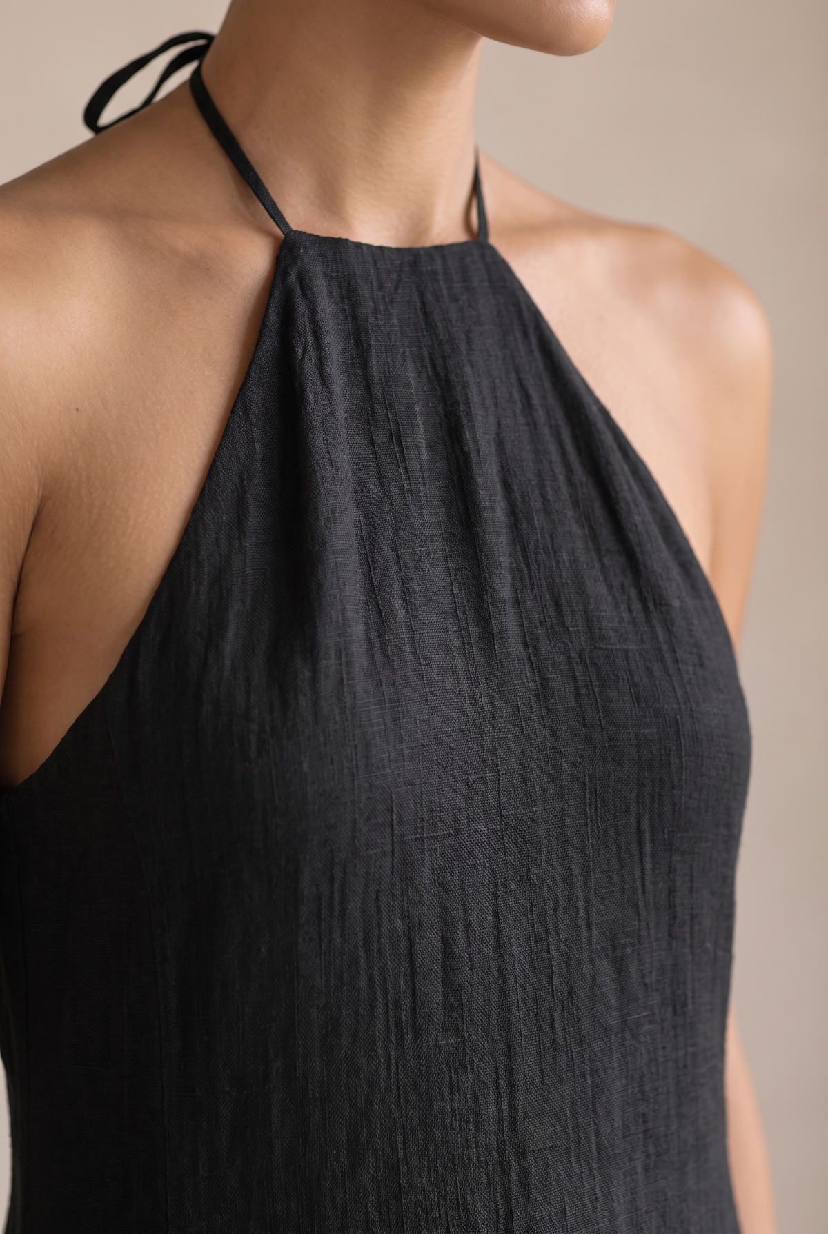 Damen-Maxikleid mit Neckholder-Ausschnitt und Seitentaschen-Maxi Dress-Alpenkind
