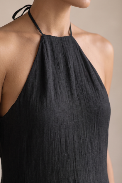 Damen-Maxikleid mit Neckholder-Ausschnitt und Seitentaschen-Maxi Dress-Alpenkind