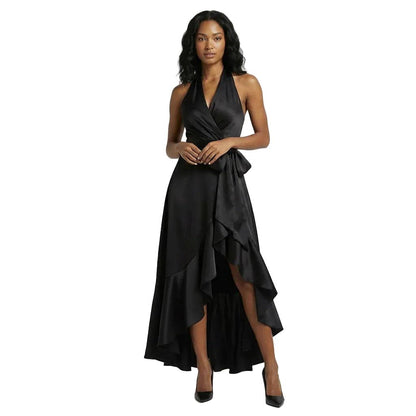 Damen Maxikleid mit Neckholder und Wickeloptik-Maxi Dress-Alpenkind