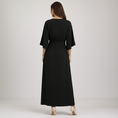 Damen Maxikleid mit Plissierter Taille-Maxi Dress-Alpenkind