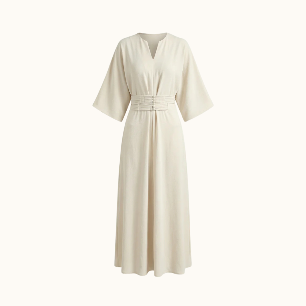 Damen Maxikleid mit Plissierter Taille-Maxi Dress-Alpenkind