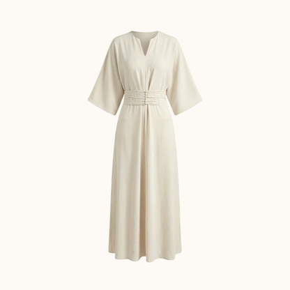 Damen Maxikleid mit Plissierter Taille-Maxi Dress-Alpenkind