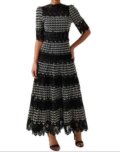 Damen Maxikleid mit Spitzenpartien-Maxi Dress-Alpenkind