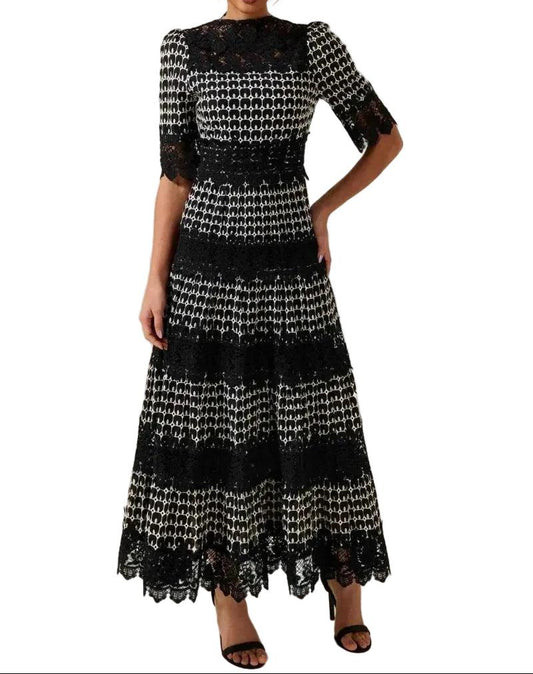 Damen Maxikleid mit Spitzenpartien-Maxi Dress-Alpenkind