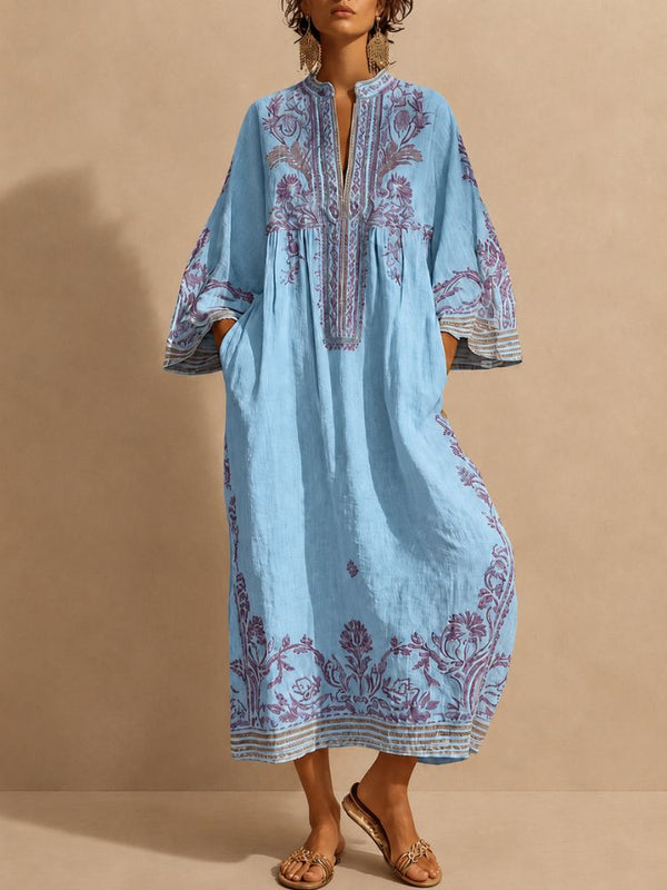 Damen-Maxikleid mit Stickerei und weiten Ärmeln-Maxi Dress-Alpenkind