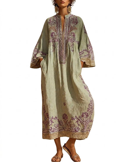 Damen-Maxikleid mit Stickerei und weiten Ärmeln-Maxi Dress-Alpenkind