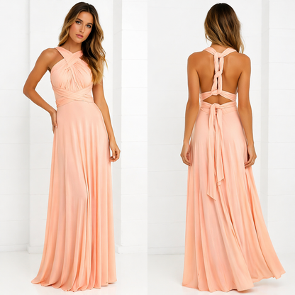 Damen Maxikleid mit überkreuztem Halsteil-Maxi Dress-Alpenkind