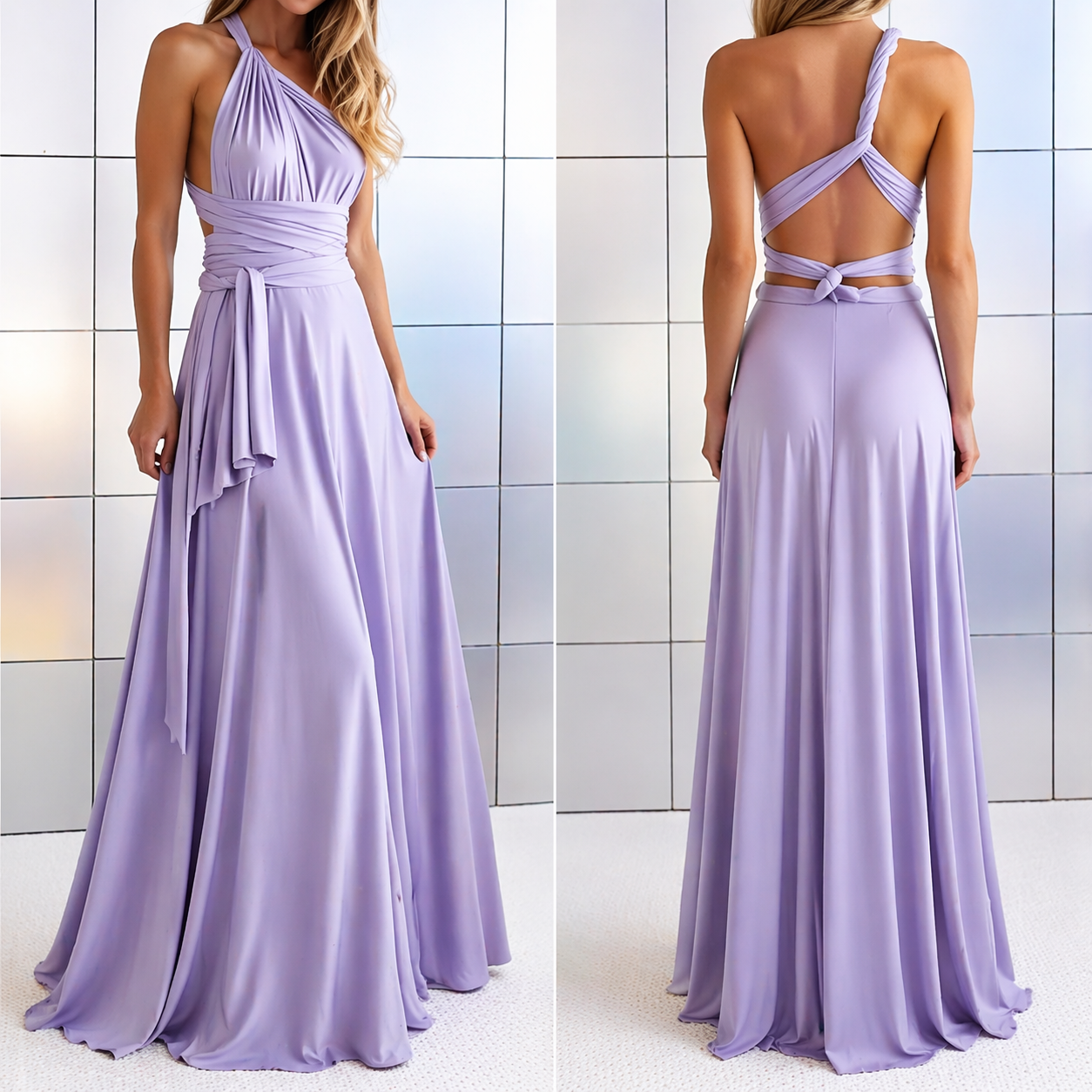 Damen Maxikleid mit überkreuztem Halsteil-Maxi Dress-Alpenkind