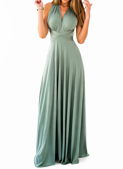 Damen Maxikleid mit überkreuztem Halsteil-Maxi Dress-Alpenkind