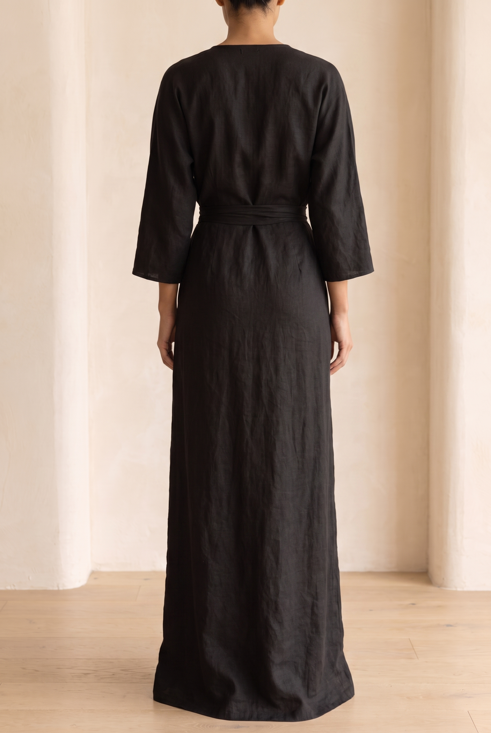 Damen-Maxikleid mit V-Ausschnitt und Wickeloptik-Maxi Dress-Alpenkind