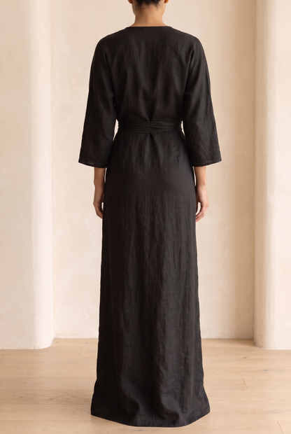 Damen-Maxikleid mit V-Ausschnitt und Wickeloptik-Maxi Dress-Alpenkind