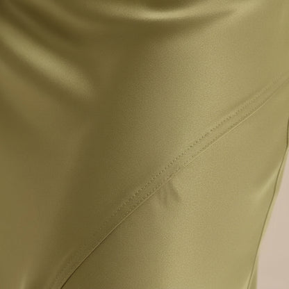 Damen Maxirock mit glänzender Oberfläche und hohem Bund-Skirt for women-Alpenkind
