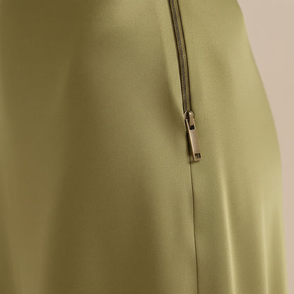 Damen Maxirock mit glänzender Oberfläche und hohem Bund-Skirt for women-Alpenkind
