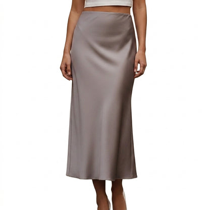 Damen Maxirock mit glänzender Oberfläche und hohem Bund-Skirt for women-Alpenkind