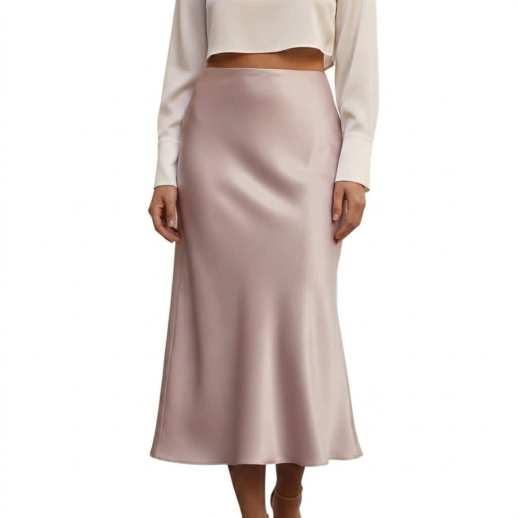 Damen Maxirock mit glänzender Oberfläche und hohem Bund-Skirt for women-Alpenkind