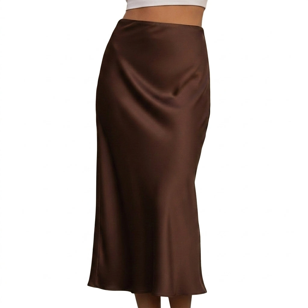 Damen Maxirock mit glänzender Oberfläche und hohem Bund-Skirt for women-Alpenkind
