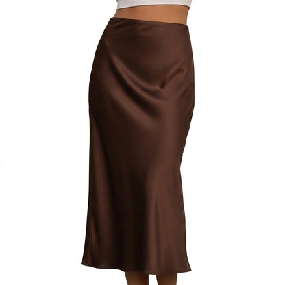 Damen Maxirock mit glänzender Oberfläche und hohem Bund-Skirt for women-Alpenkind