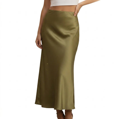 Damen Maxirock mit glänzender Oberfläche und hohem Bund-Skirt for women-Alpenkind