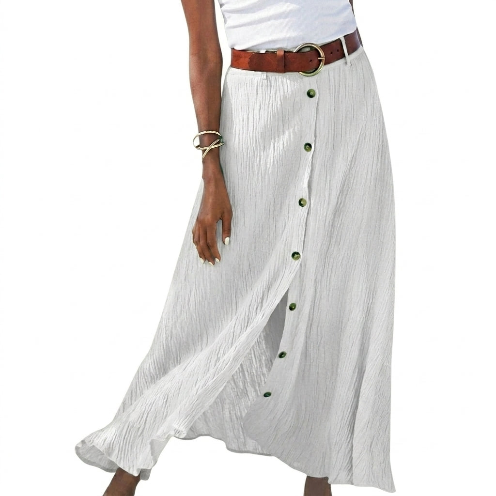 Damen-Maxirock mit Knopfleiste und strukturierter Oberfläche-Skirt for women-Alpenkind