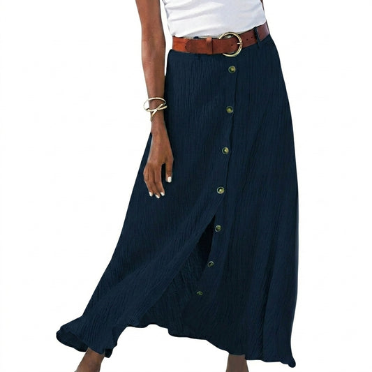 Damen-Maxirock mit Knopfleiste und strukturierter Oberfläche-Skirt for women-Alpenkind